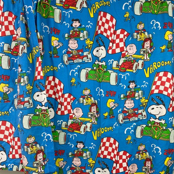 Vintage 60s Peanuts Race Curtains - 2 Panels - United Feature Syndicate